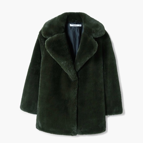 Mango Jackets & Blazers - Mango green faux fur coat